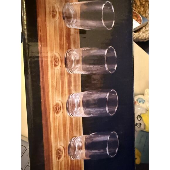 5-Piece Brown Craft Beer Flight Board Sampling Set, Tasting Glasses Serving Tray - Picture 4 of 6